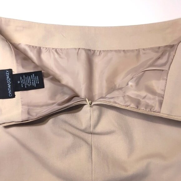 3/$20 Cynthia Rowley Khaki Pencil Skirt Side Stripe Contrast Contour Above Knee - Picture 8 of 10